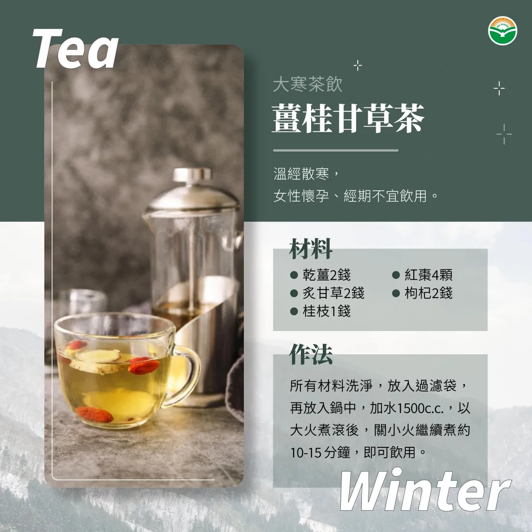 游晏楠醫師推薦大寒保養茶飲《薑桂甘草茶》。（圖／馬光中醫）