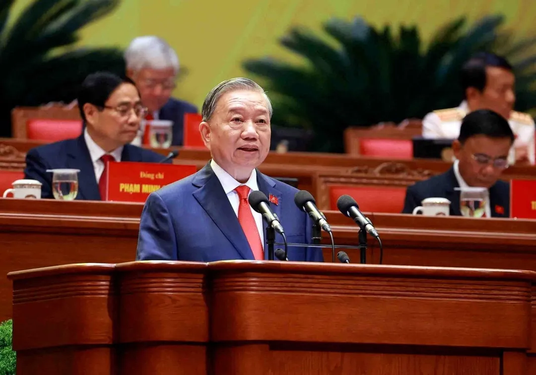 越南共產黨最高領導人蘇林獲得連任總書記一職。（圖／路透）