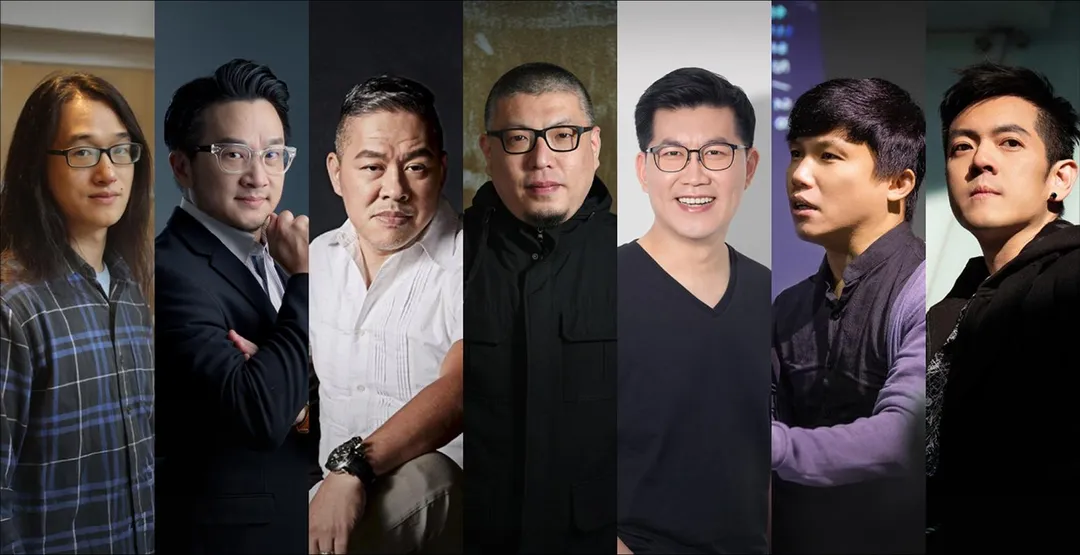 評審名單左起為高鳴晟、李光爵、陳鴻元、王師、廖健行、莊啟祥、張凱翔。（圖／台北市影片商業同業公會 提供）