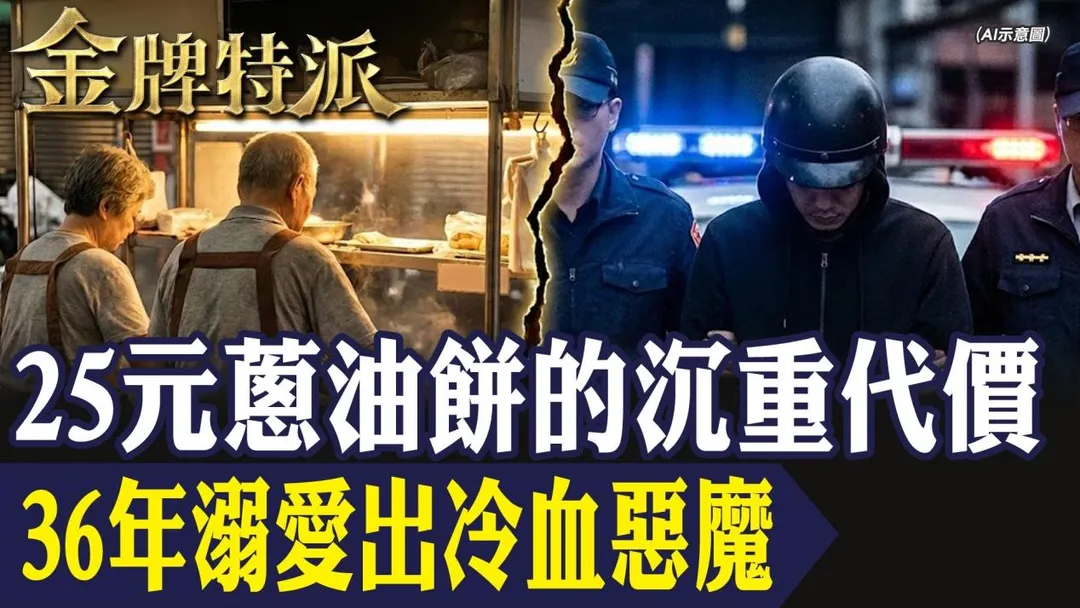 一對在三重地區經營「隱藏版銅板美食」蔥油餅攤位的廖姓老夫妻，遭年僅36歲的獨子殘忍殺害 。（圖／中天新聞）