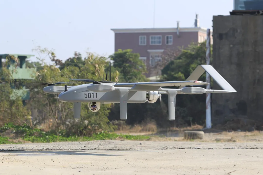 海軍現役的陸上型監偵型無人機。(圖/宋玉寧攝)