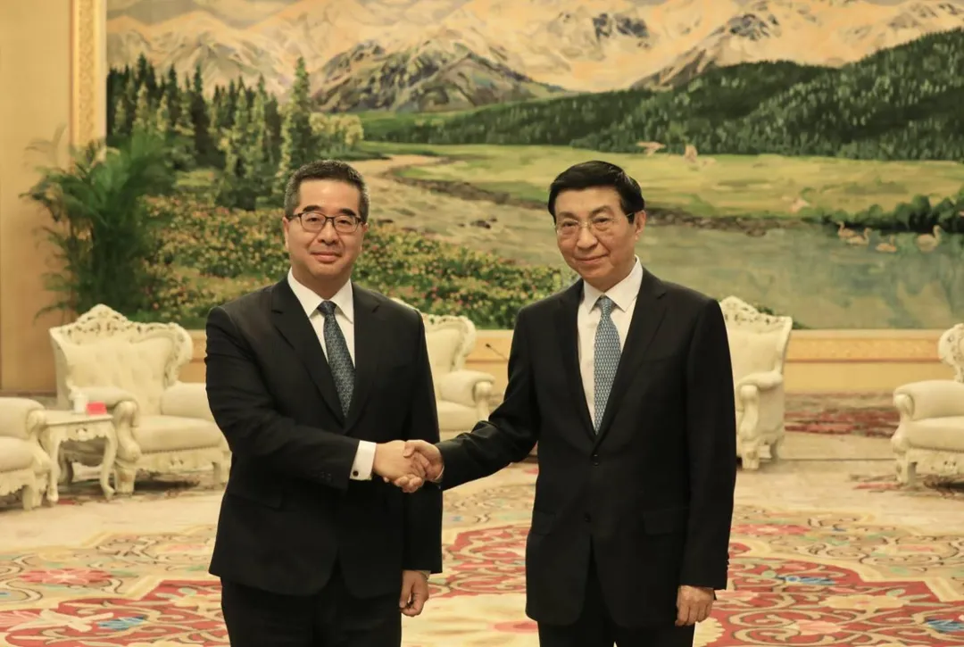蕭旭岑副主席會見大陸全國政協主席王滬寧。（圖／國民黨官網）