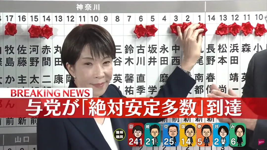 日相高市早苗宣布眾議院大選勝選。（圖／NTV）