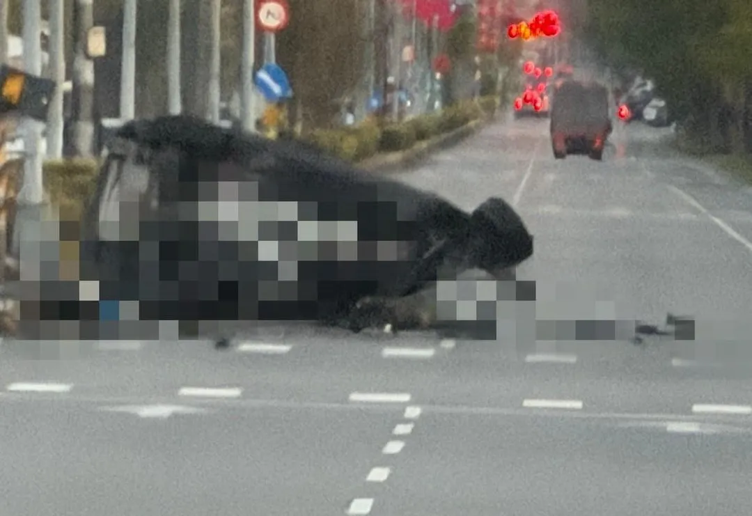 花蓮台9線今晨發生車禍。（圖／翻攝畫面，下同）