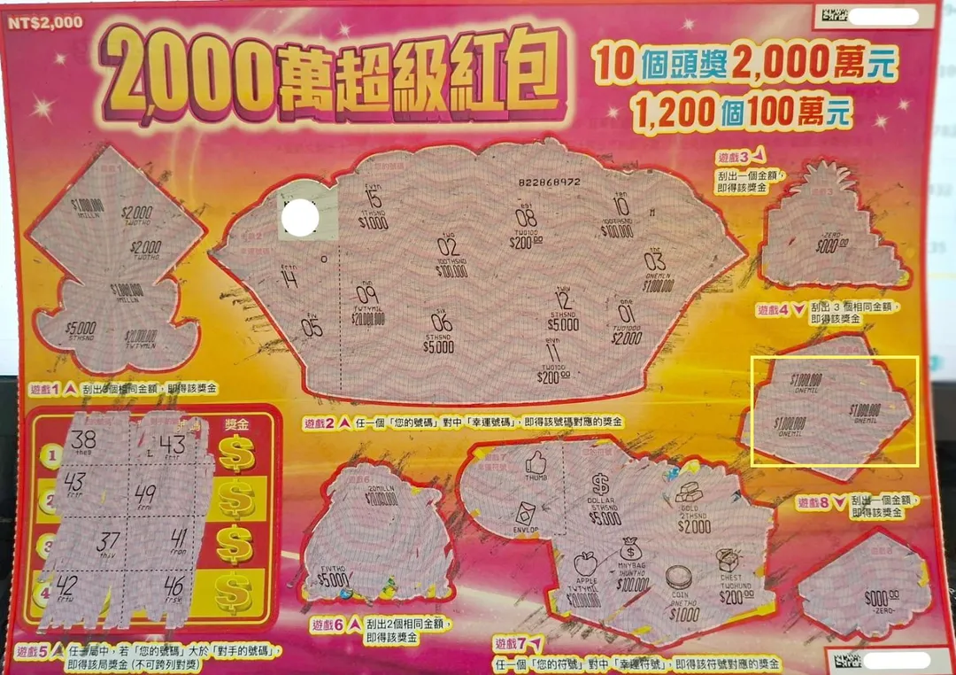 苗栗年輕男用手尾錢做公益竟刮出百萬大獎。(圖/台彩提供)