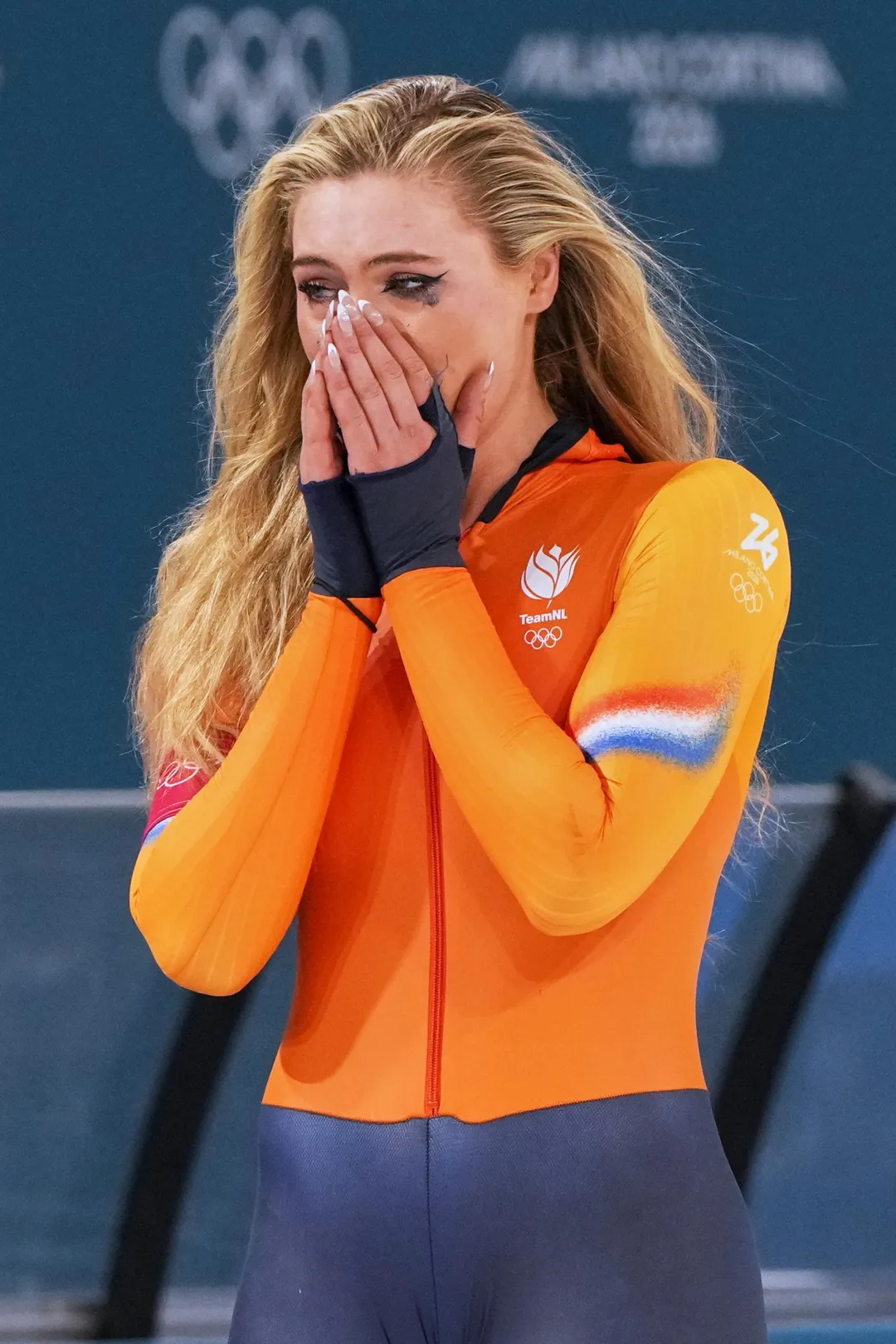 萊爾丹在米蘭奧運女子1000公尺項目中摘金，以1分12秒31完賽。（圖／美聯社）