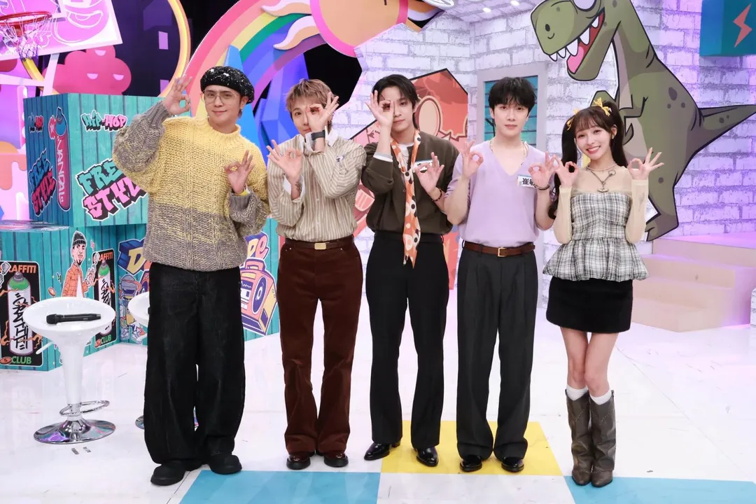 FTIsland成員李洪基、李在真、崔敏煥(左2起)近日擔任《綜藝OK啦》來賓。(圖/中天電視提供)
