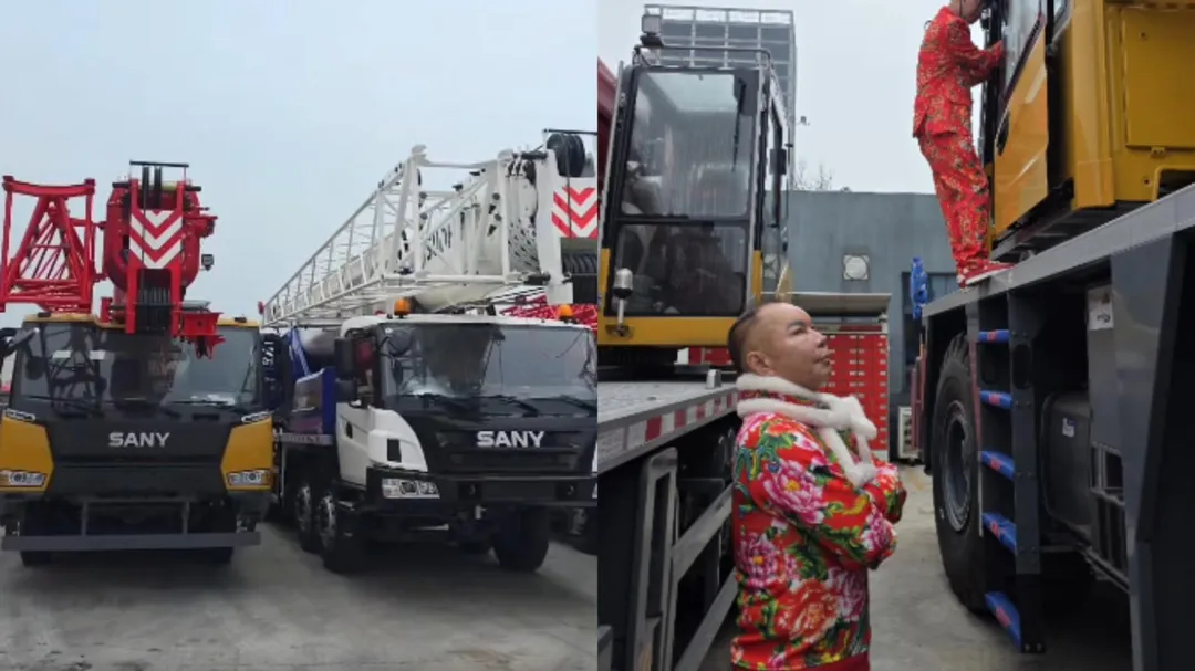 吊車大王分享採購新的吊車。（圖／翻攝自啟德機械起重工程-股公司臉書粉專）