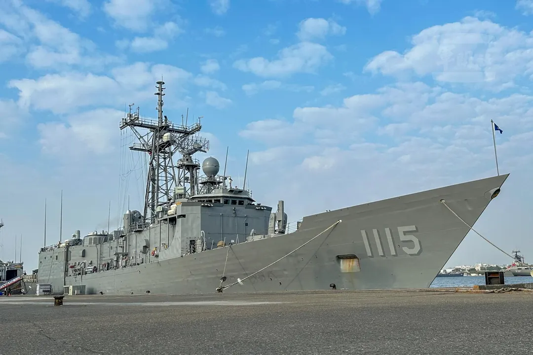 海軍146艦隊逢甲軍艦原為美海軍派里級巡防艦，艦長453呎、艦寬74呎，最大吃水26呎，最高速率28節。（圖／軍聞社記者王進福攝）