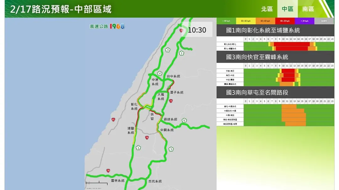 0217中區南向交通路況。（圖／交通部提供）