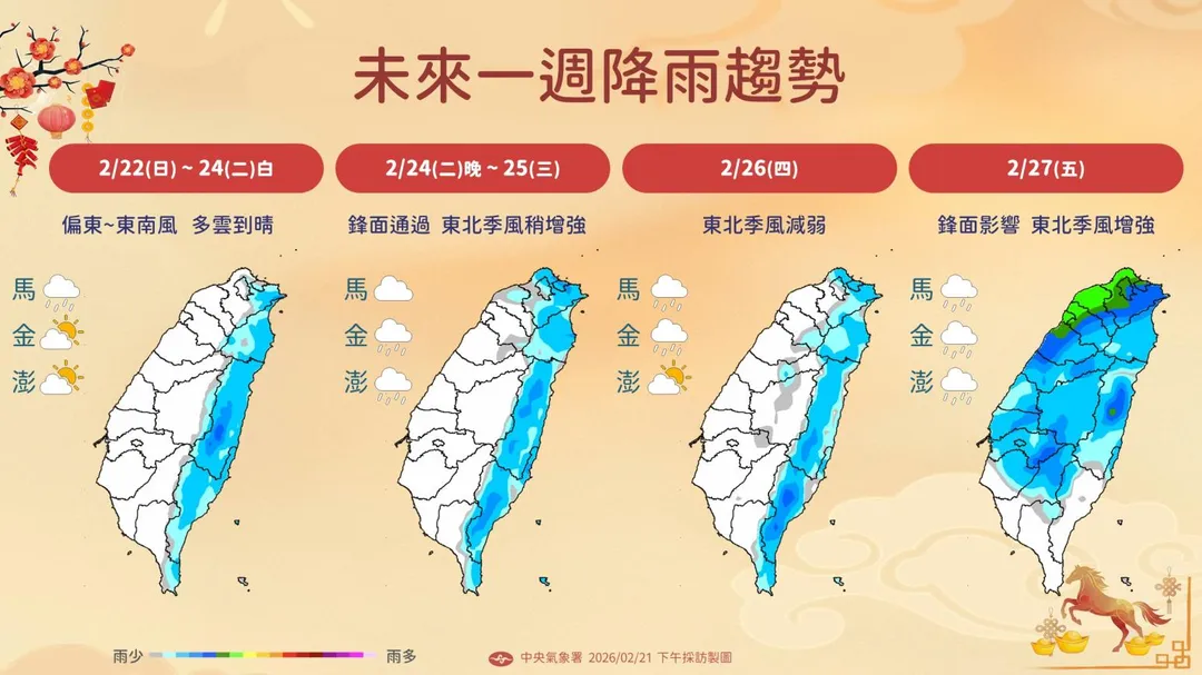 未來一週降雨趨勢。(圖/中央氣象署)