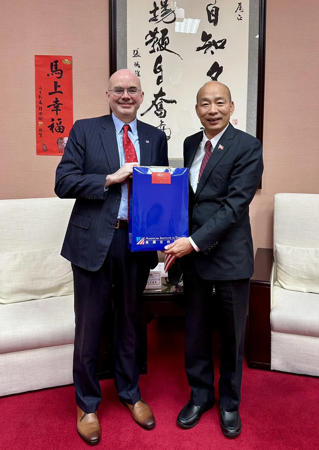 AIT處長谷立言近日會晤立法院長韓國瑜。（圖擷取自AIT臉書）