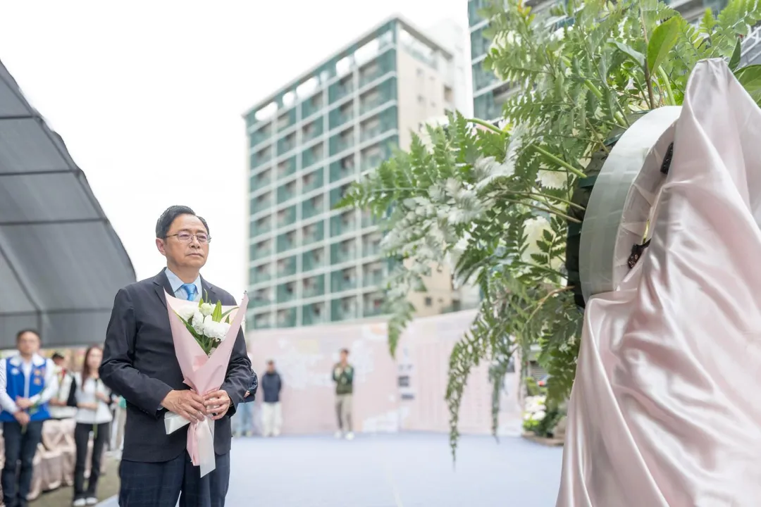 桃園市長張善政出席市政府在蘆竹228紀念公園舉辦228事件79周年追思會。（桃園市政府提供）