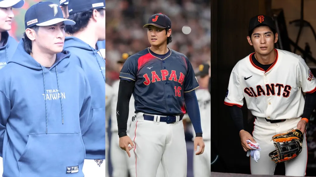 一名日本網友在社群平台貼出陳傑憲、大谷翔平、李政厚的照片,大讚3人顏值超高。(組合圖/溫振甫攝影、美聯社)
