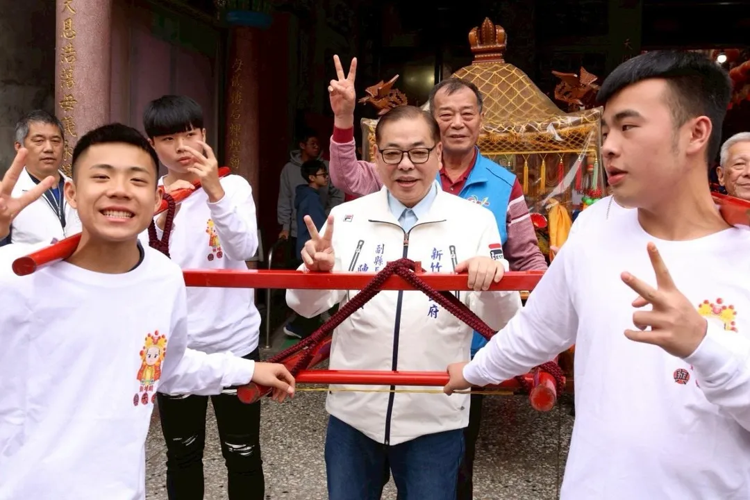 陳見賢參加新埔與天宮媽祖繞境。(圖/陳見賢)