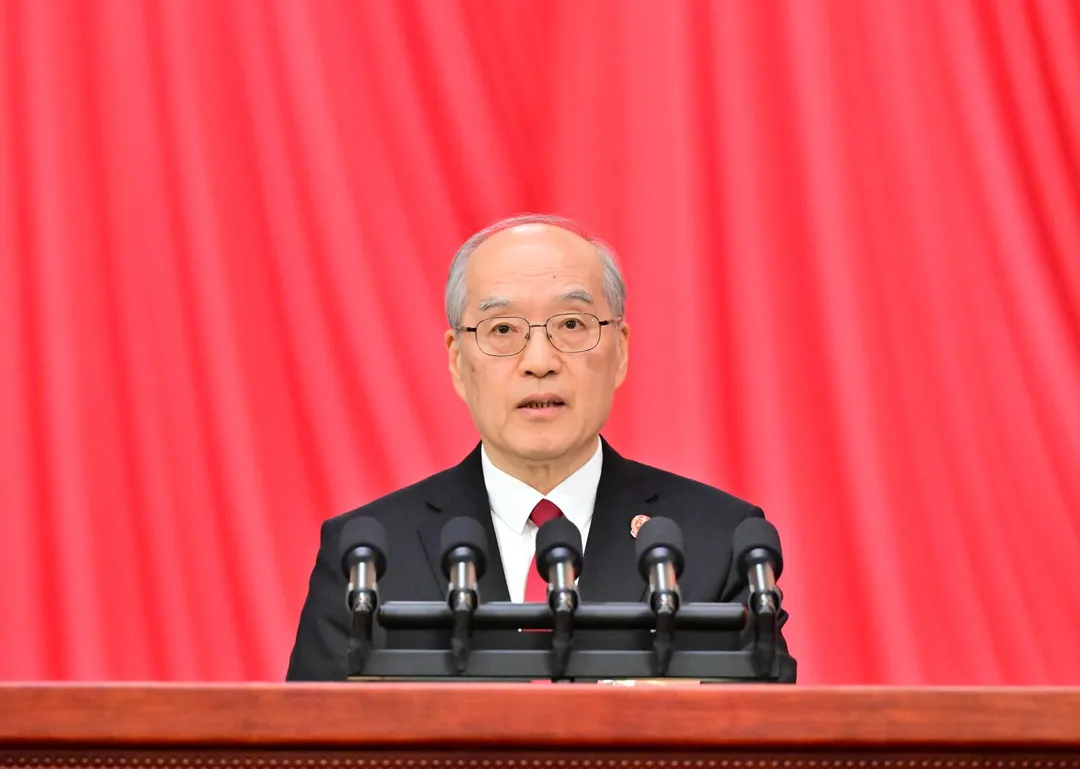 大陸最高法院院長張軍，9日在陸全國人大會議工作報告。（圖／新華社）