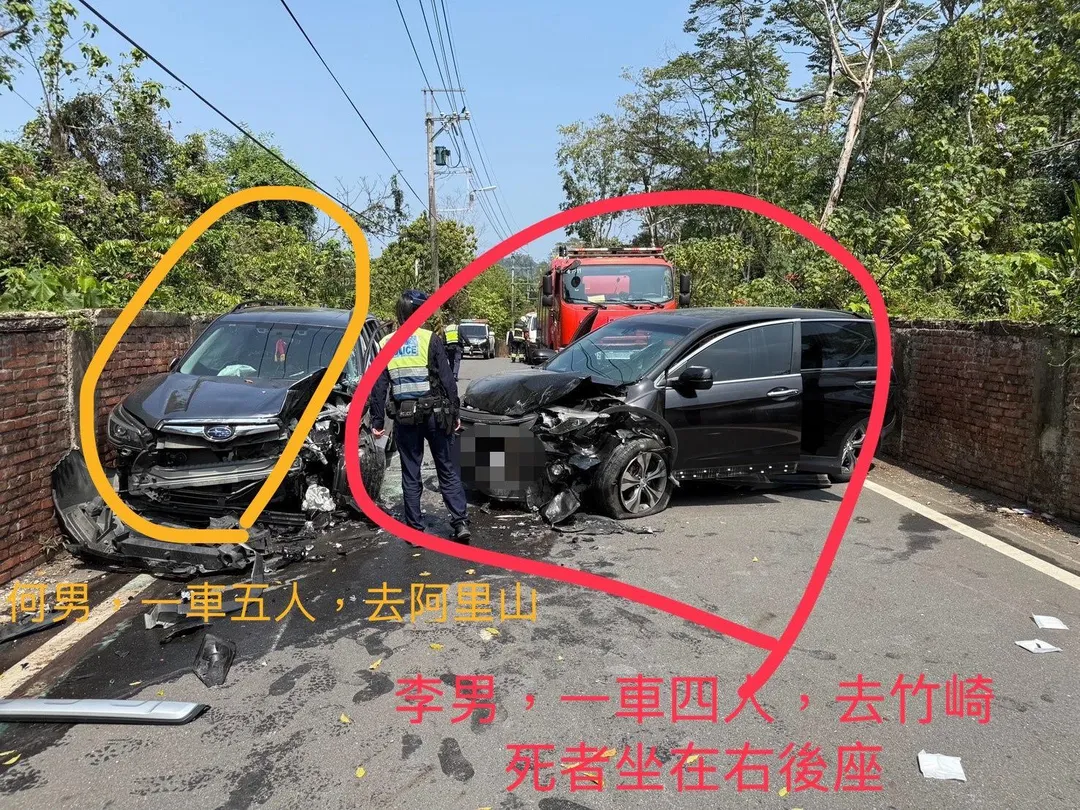 嘉義縣番路鄉8日中午發生一起嚴重車禍，造成1死8傷。（圖／翻攝畫面）