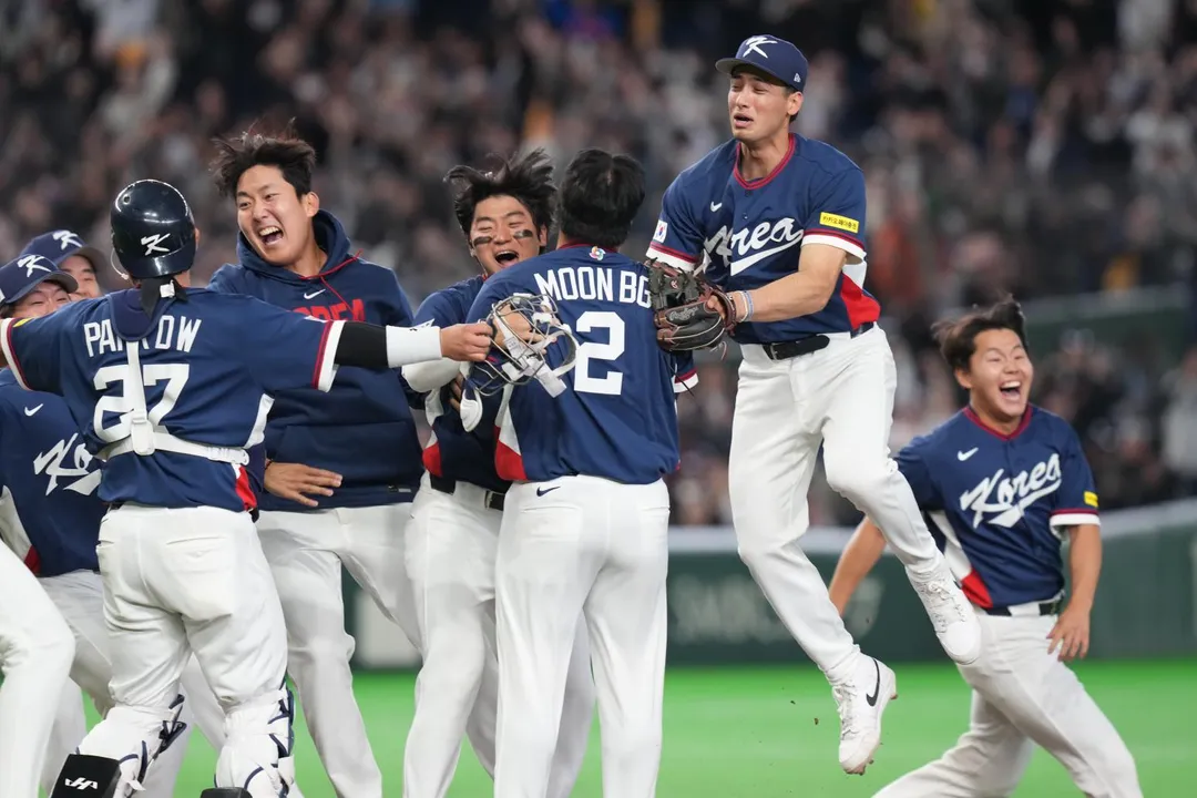 韓國隊球員開心晉級8強。（圖／美聯社）