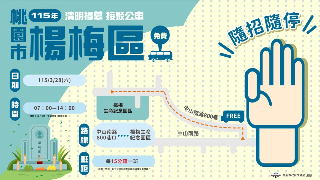 楊梅區清明接駁車，（圖／桃園市政府交通局）