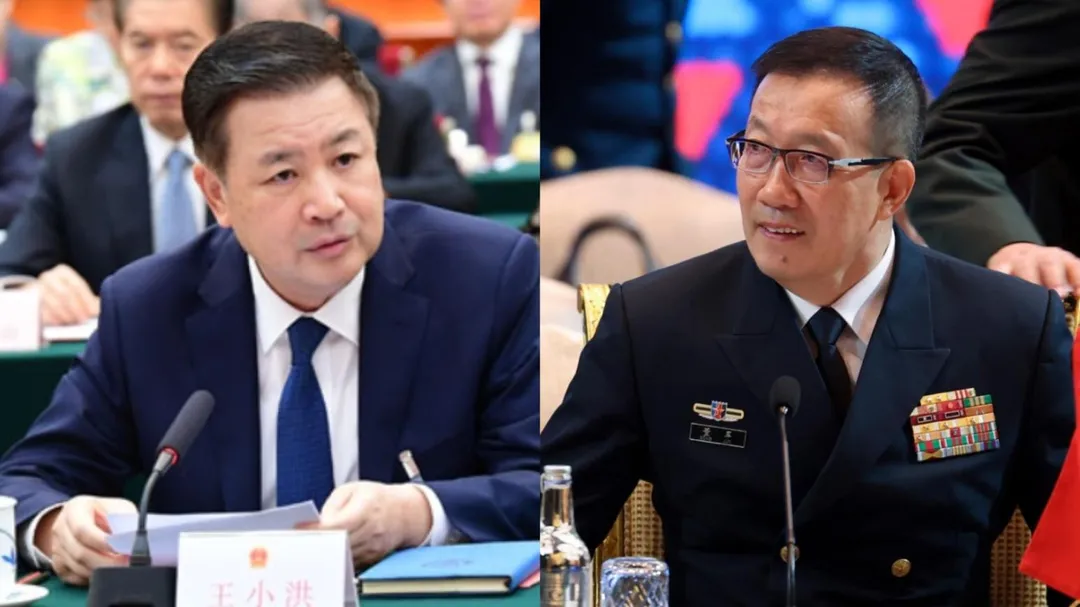 陸公安部長王小洪與國防部長董軍同樣與會。(合成圖/中國人大網、美聯社)
