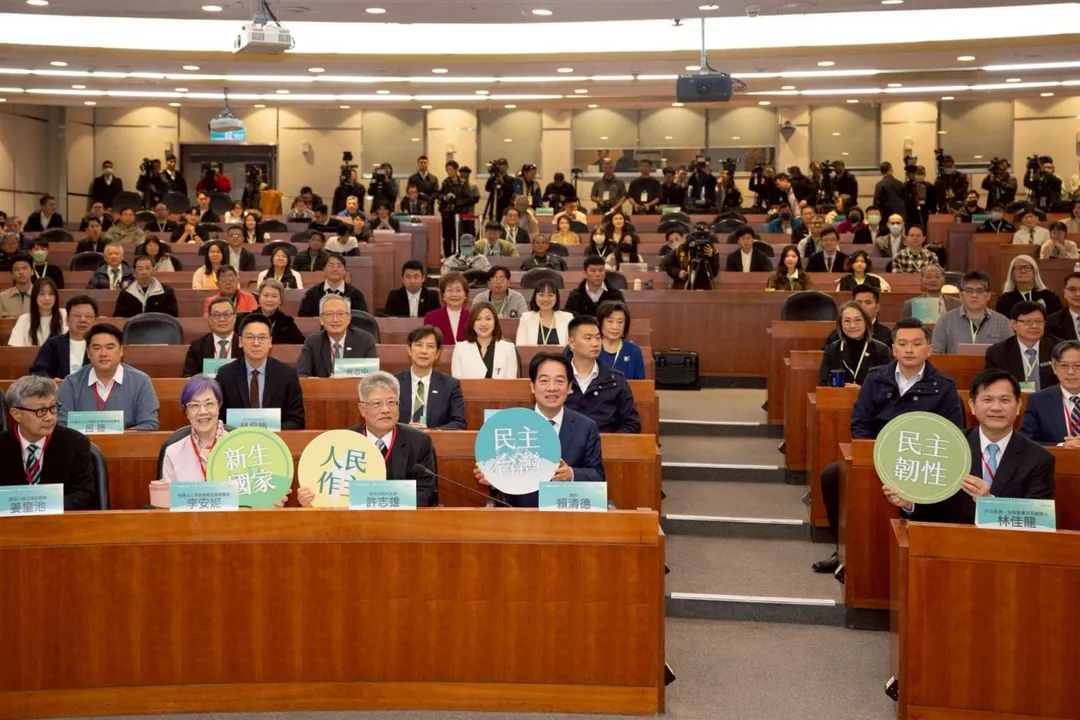 賴清德14日出席「台灣總統直選三十周年與民主韌性研討會」。（圖/總統府提供）