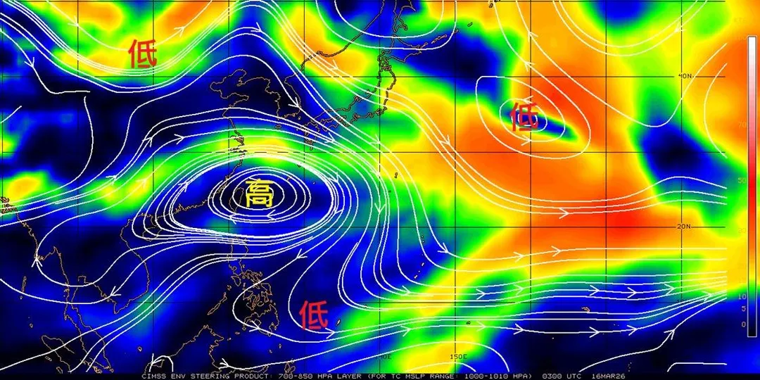 台灣上空近期出現高氣壓帶來穩定天氣,前中央氣象局長鄭明典表示這天氣型態很少見。(圖/翻攝自Facebook@鄭明典)