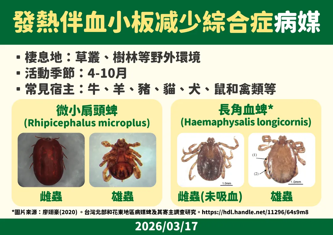 疾管署提醒，蜱蟲俗稱「壁蝨」或「八腳怪」，每年4月至10月為活動高峰。（圖／疾管署）