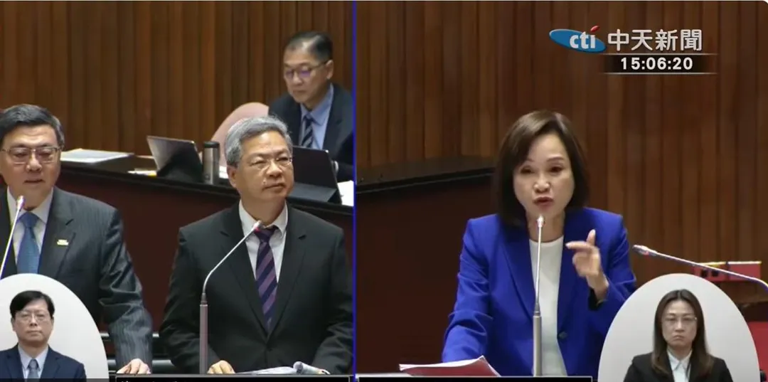 國民黨立委柯志恩質詢卓榮泰賴政府核能政策是否轉彎。（圖／中天新聞）