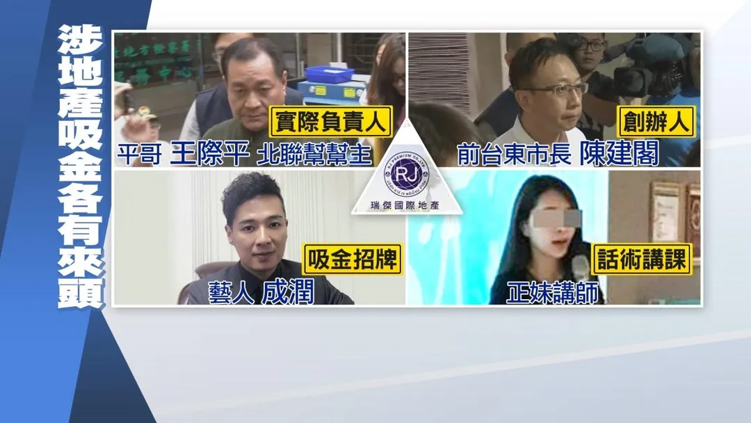 王際平之後與前台東市長陳建閣、藝人成潤等人涉入瑞傑國際地產吸金案。(圖/金牌特派)