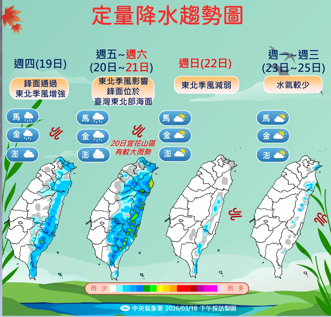 未來一周降雨趨勢。（圖／氣象署）