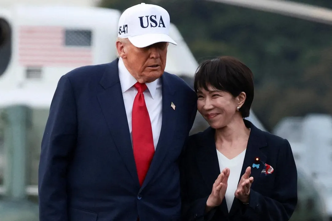 美國總統川普（左）與日本首相高市早苗（右）。（圖／路透社）