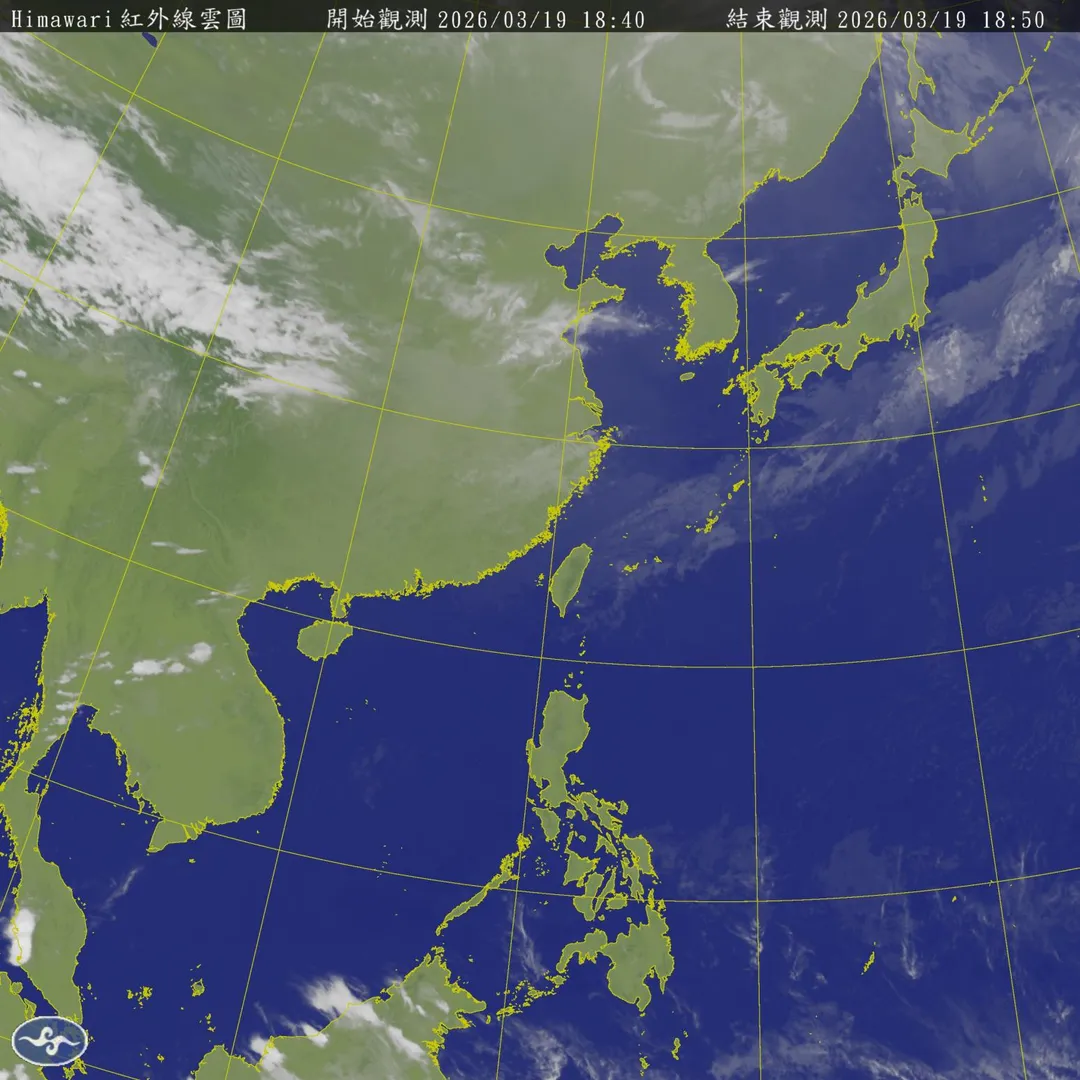 明天、21日北、東部有雨偏涼，高溫約攝氏22至24度，其中明晚至21日清晨宜花地區防局部大雨。（圖／氣象署）