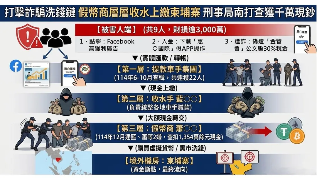 刑事局打擊詐騙洗錢鏈。（圖／刑事警察局提供）