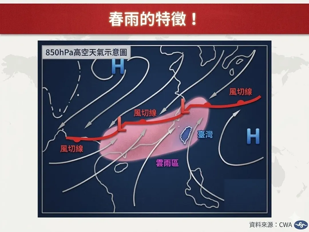 林得恩指出春雨有4個特徵。(圖/翻攝自臉書/林老師氣象站)