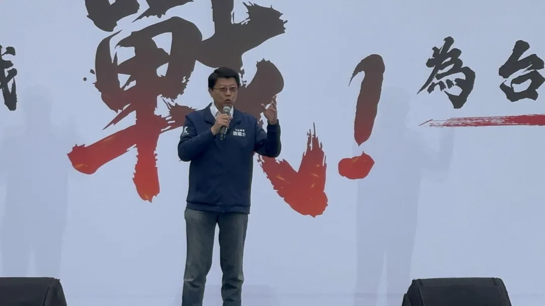 凱道現場，立委謝龍介上台講話。（圖／陳奕廷攝）
