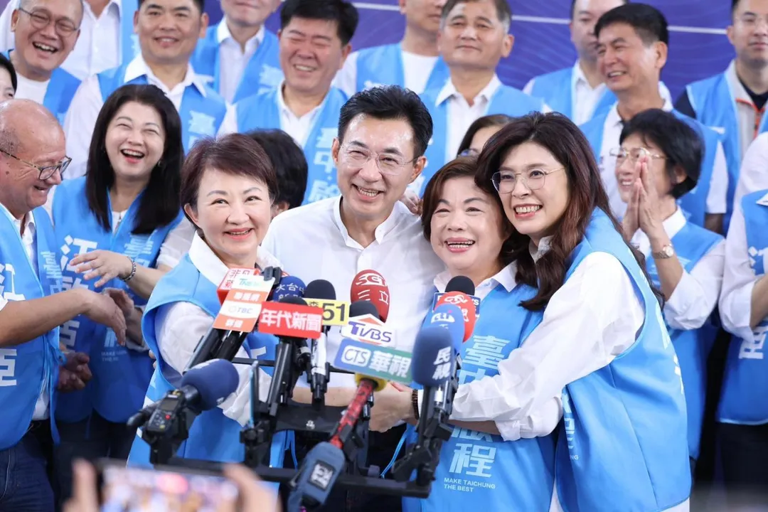 盧秀燕、江啟臣、楊瓊瓔、鄭麗文出席「團結啟程，台中會贏」誓師大會。（圖／翻攝盧秀燕臉書）