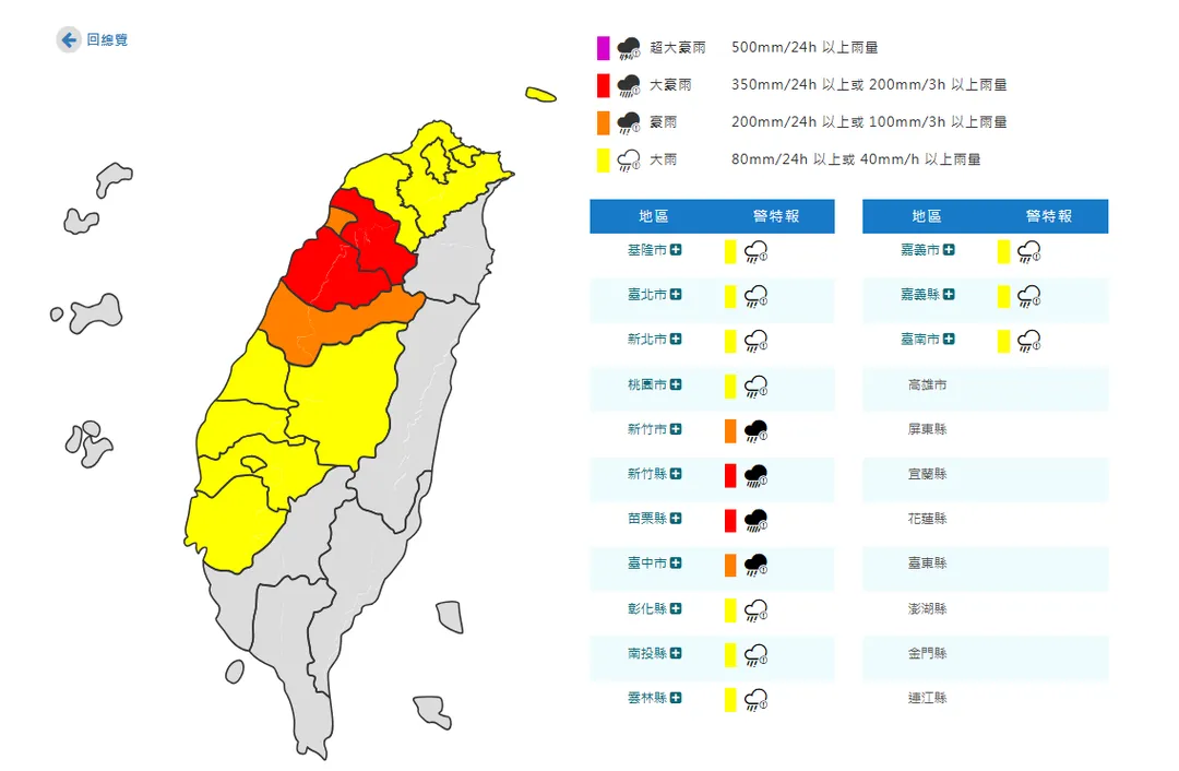 受到鋒面影響，西半部嚴防劇烈雨勢。（圖／中央氣象署）