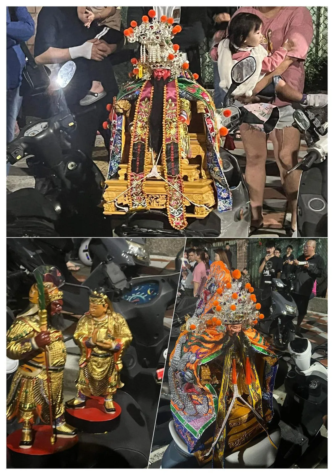 衝突時神像被請下來放在路邊摩托車上。（圖／翻攝「宗教爆報」臉書）