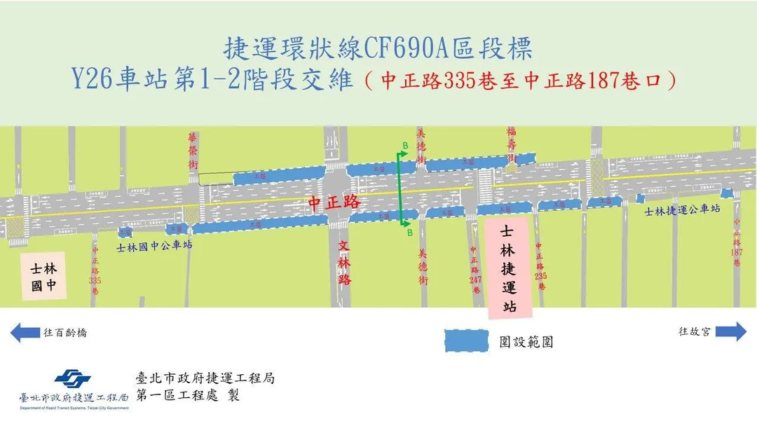 捷運環狀線CF690A區段標，Y26站第1-2階段交維。（圖／北市捷運工程局提供）