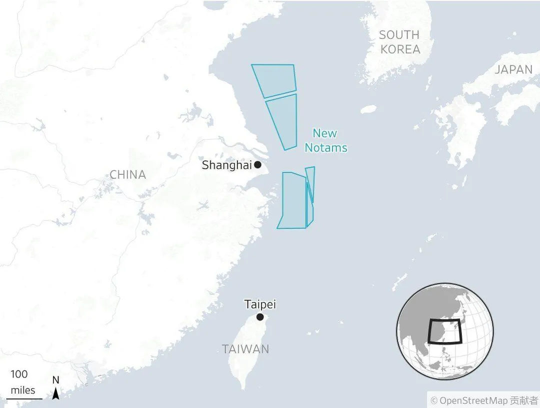 大陸劃設東海管制空域位置。(圖/截自張競臉書)