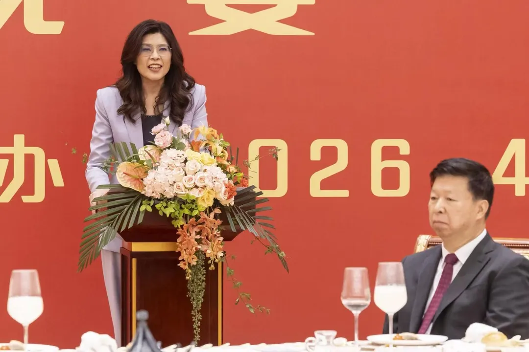 鄭麗文在歡迎晚宴致詞。（圖／國民黨提供）