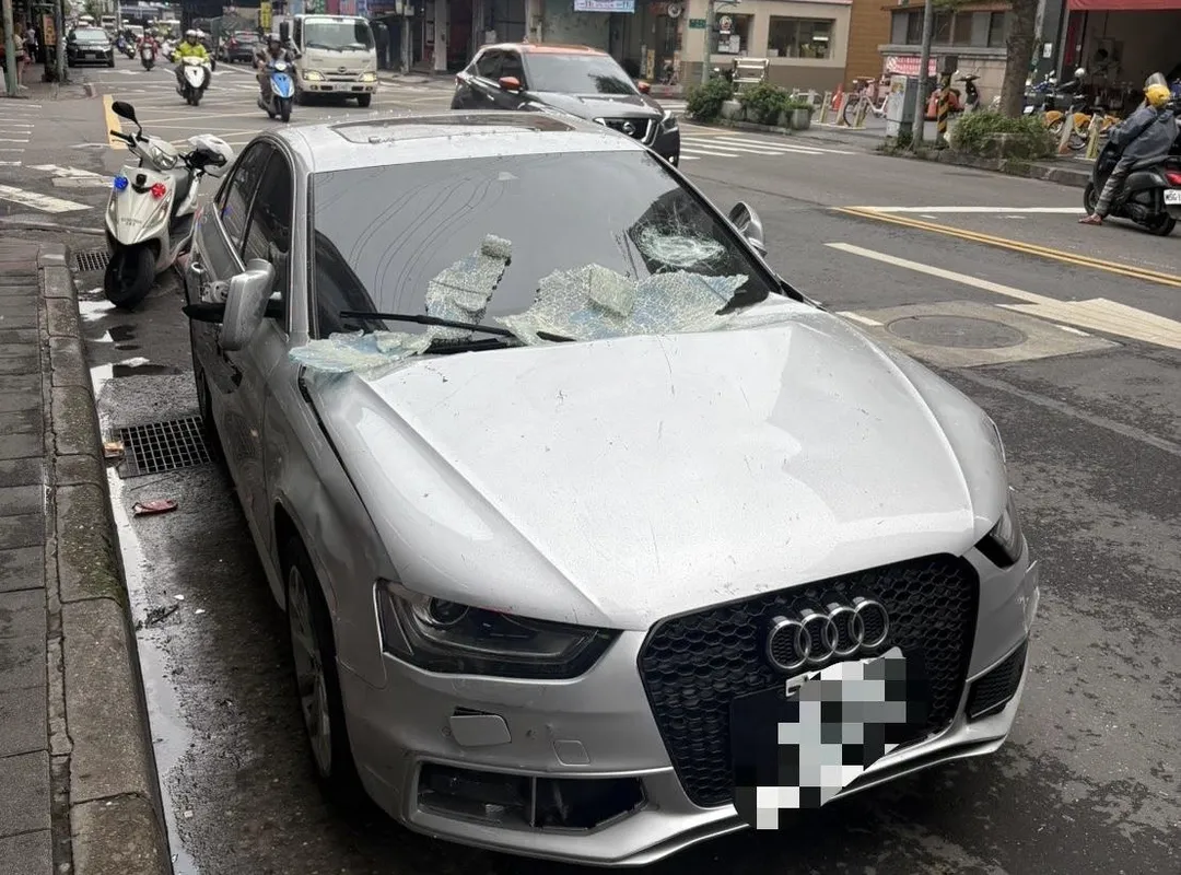 男子駕駛衝撞的奧迪轎車。(圖/翻攝畫面)