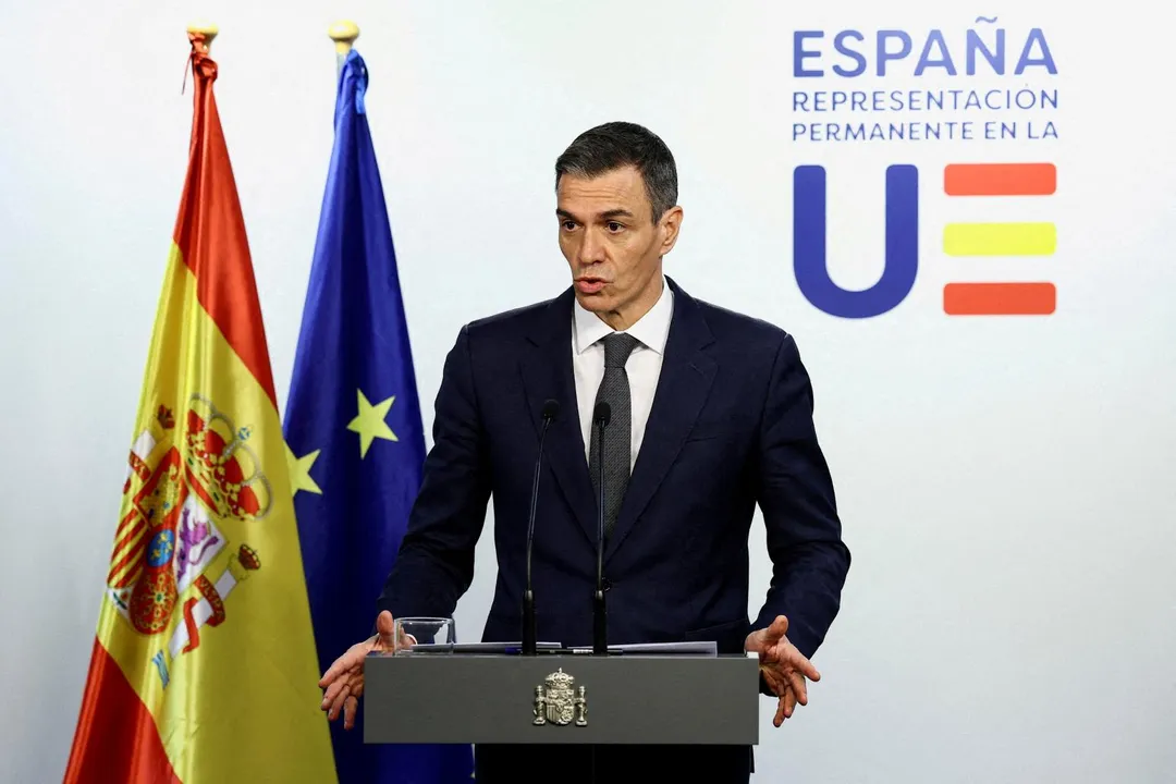 西班牙總理桑切斯（Pedro Sanchez）表示樂見美伊停火，但仍批評以色列未停止對黎巴嫩的攻擊。（圖／路透）