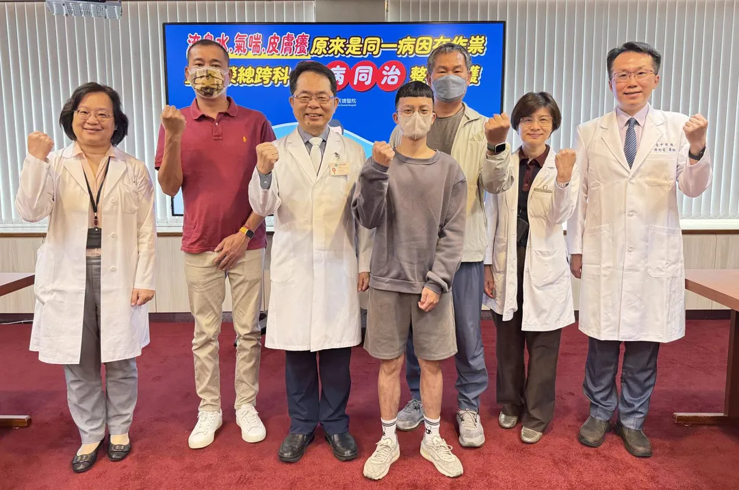 氣喘、慢性鼻竇炎、過敏性鼻炎及異位性皮膚炎等看似不同的疾病，實際共同都有第二型過敏發炎反應的致病機轉。（圖／臺中榮總）