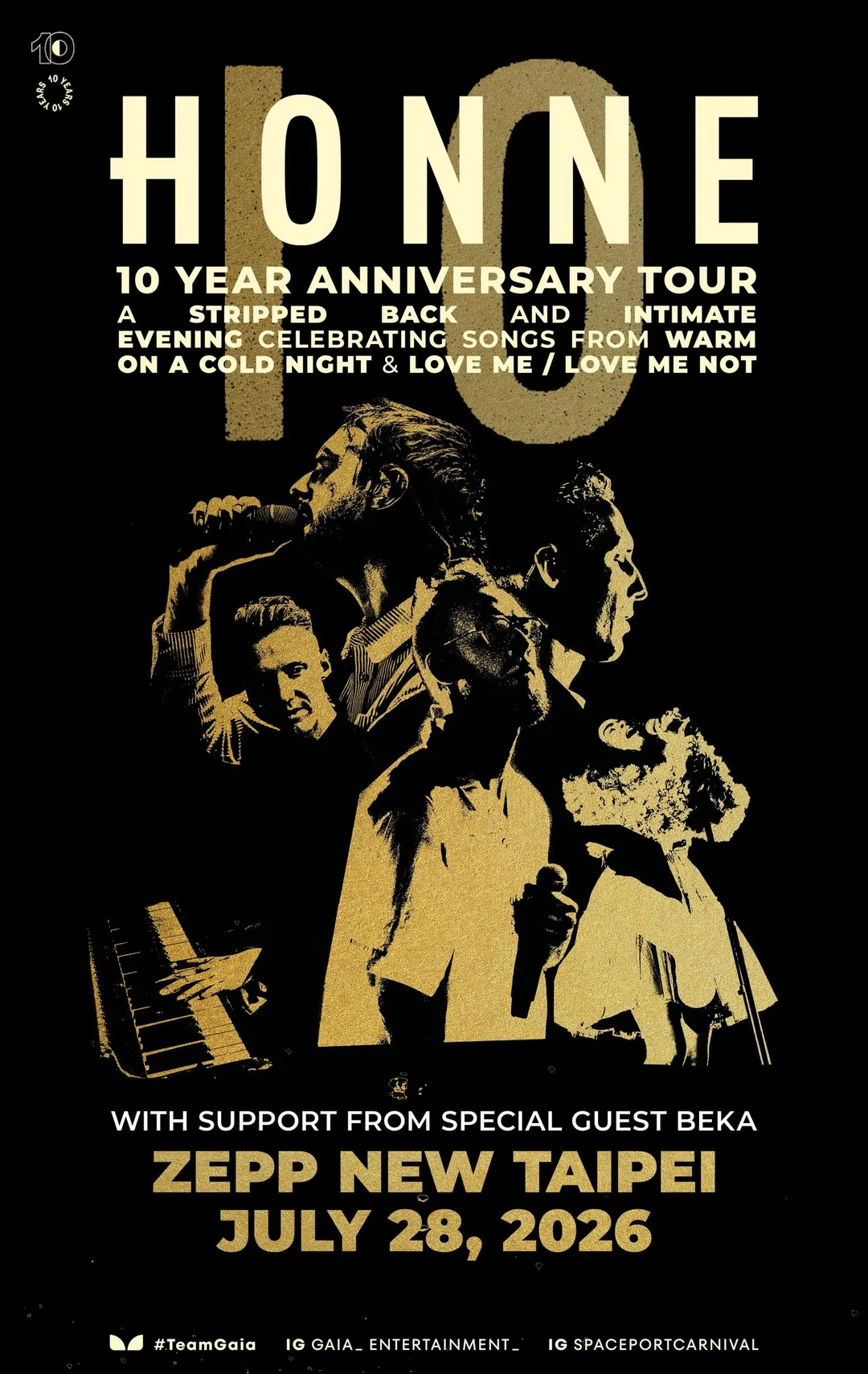 《HONNE 10週年紀念巡迴演唱會 台北站》將於7月28日於ZEPP NEW TAIPEI 登場。（圖／蓋婭娛樂 提供）