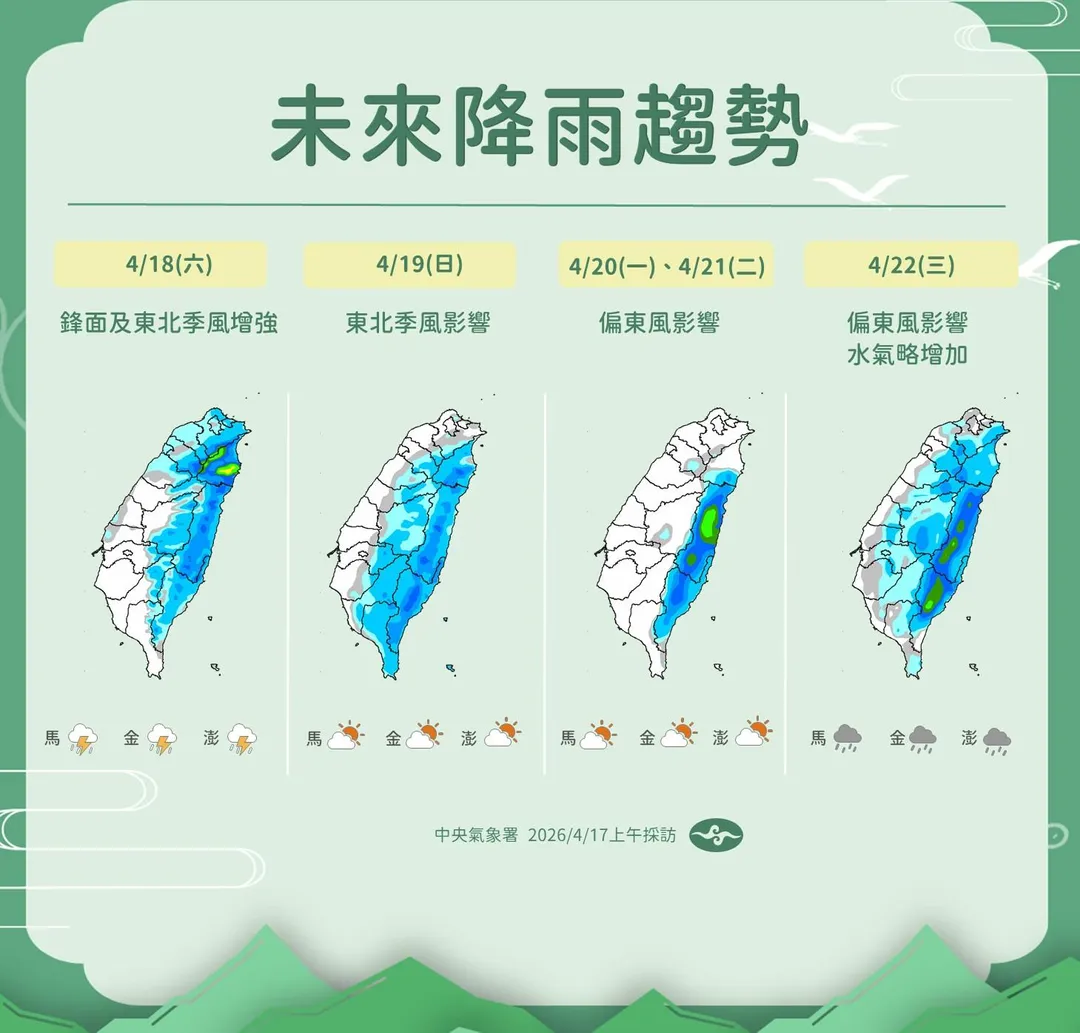 未來降雨趨勢。(圖/中央氣象署)