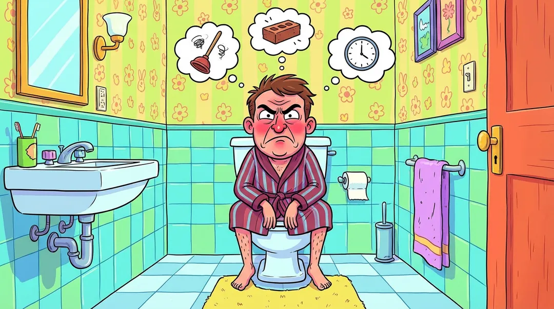 長輩超過兩天無法排便,就應立即提高警覺,因為背後可能隱藏腸道腫瘤、腹部器官腫大或腸阻塞等嚴重病因。(示意圖/AI生成圖)