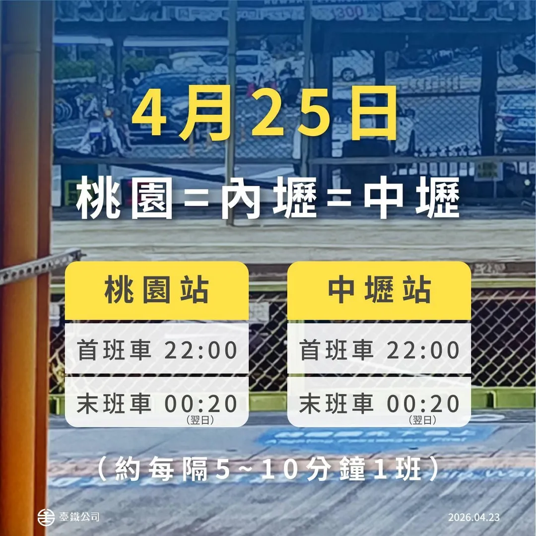 桃園＝內壢＝中壢3站4月25日啟動公路對開接駁。（圖／台鐵提供）