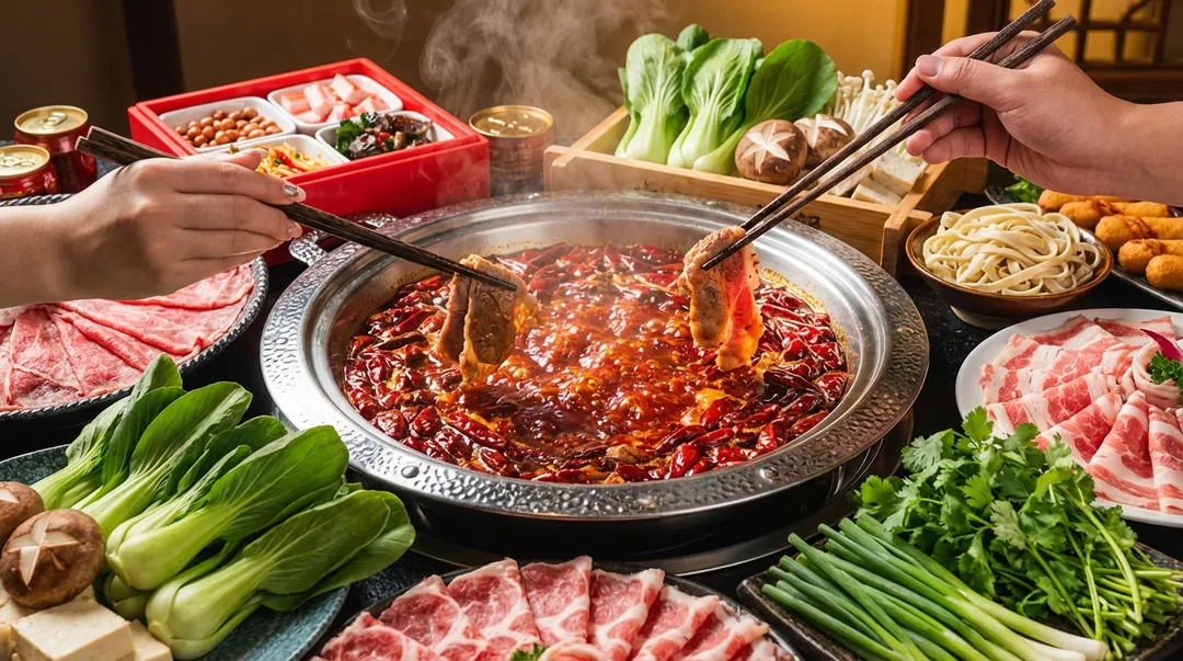 吃火鍋時，則要留意火鍋料、丸子、魚板等加工食品，以及麻辣鍋、牛奶鍋等高熱量湯底。（示意圖／AI生成圖）