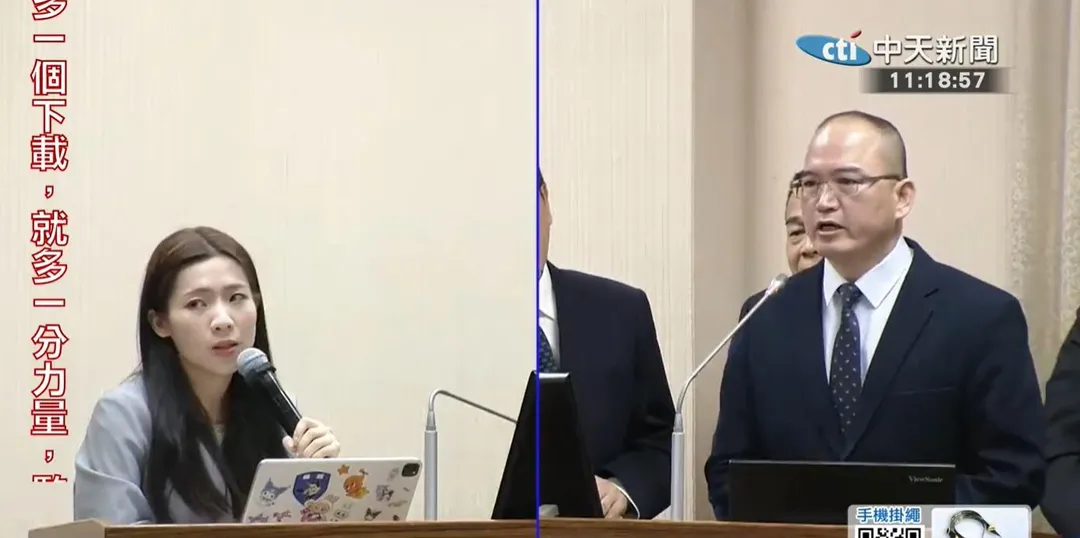 國民黨立委徐巧芯在委員會質詢T112步槍鐵瞄未立起一事當下嘆氣還翻白眼。(圖/中天新聞)